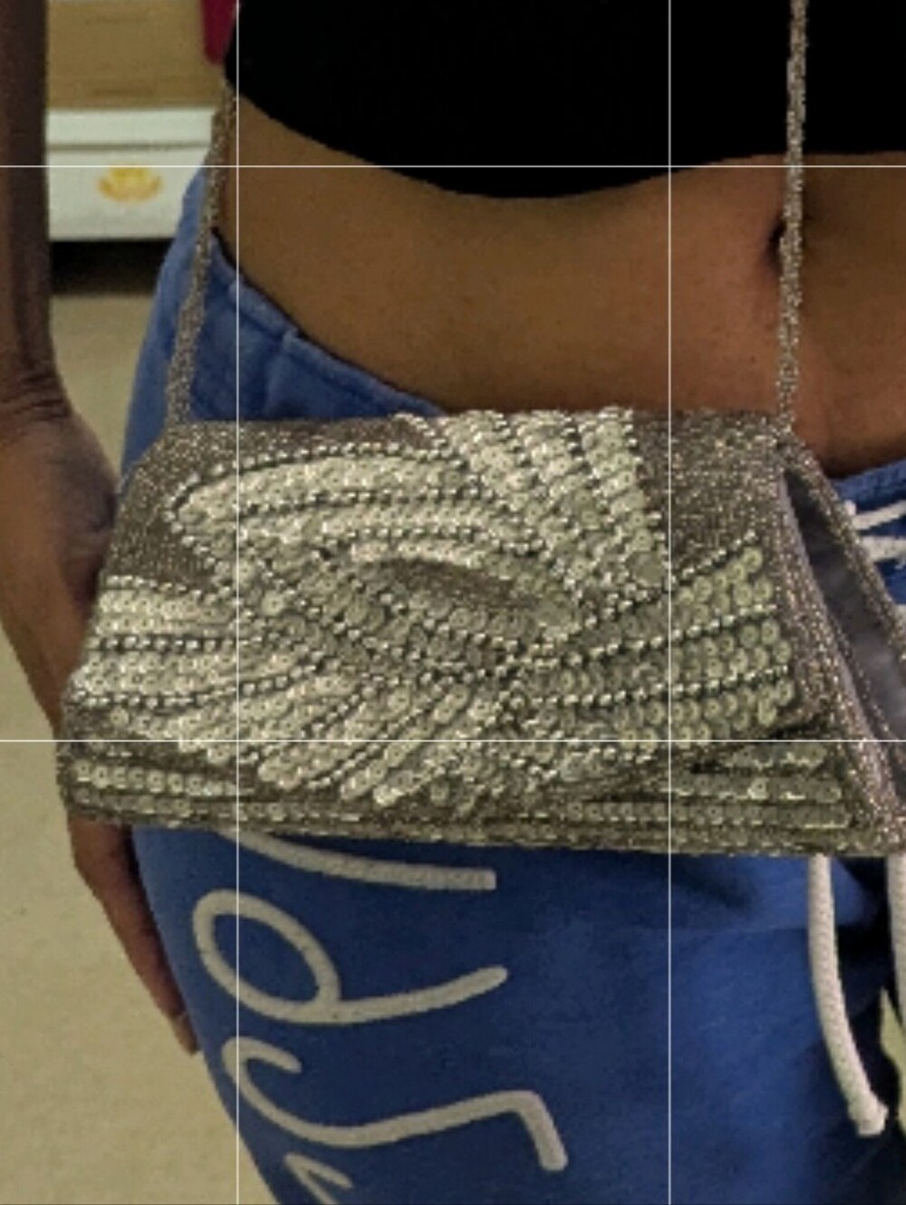 Silver Beaded Crossbody Bag
